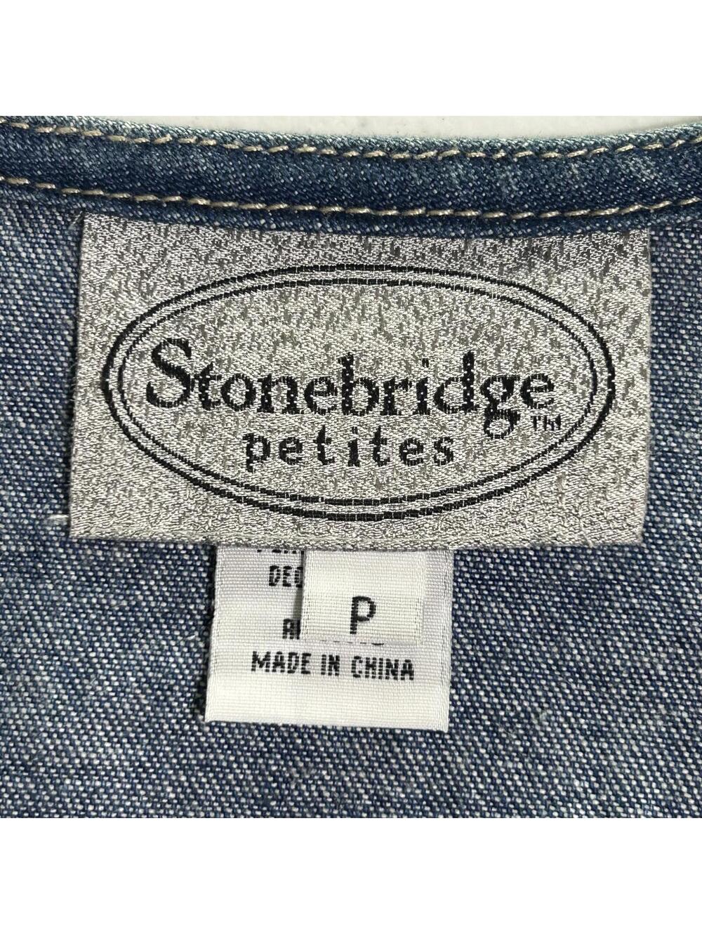 Vintage Stonebridge Western Y2K Denim Butterfly Vest Size SP Retro Bohochic - Picture 6 of 8